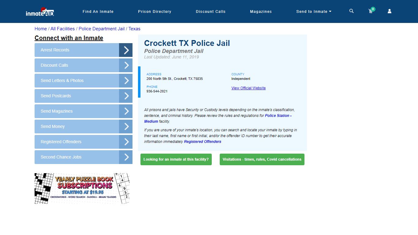 Crockett TX Police Jail & Inmate Search - Crockett, TX